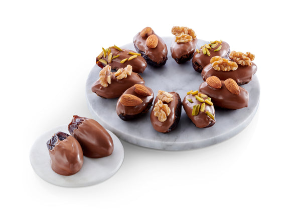 CHOCOLATE DIPPED DATES, 18PC